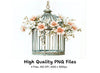 Charming Floral Birdcage Clipart Bundle