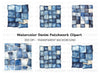 Denim Patchwork Patterns Clipart Bundle