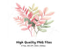 Soft Pink Green Foliage Clipart Bundle
