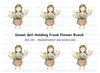 Sweet Girl with Flower Basket Clipart Bundle