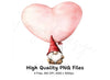 Cute Gnomes with Pink Heart Balloons Clipart Bundle