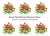 Colorful Tulips Birdhouse Clipart Bundle