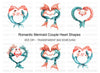 Romantic Mermaid Heart Couple Clipart Bundle