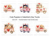 Sleeping Puppies in Love Trucks Clipart Bundle
