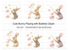 Cute Bunny Playing With Bubbles Clipart Bundle