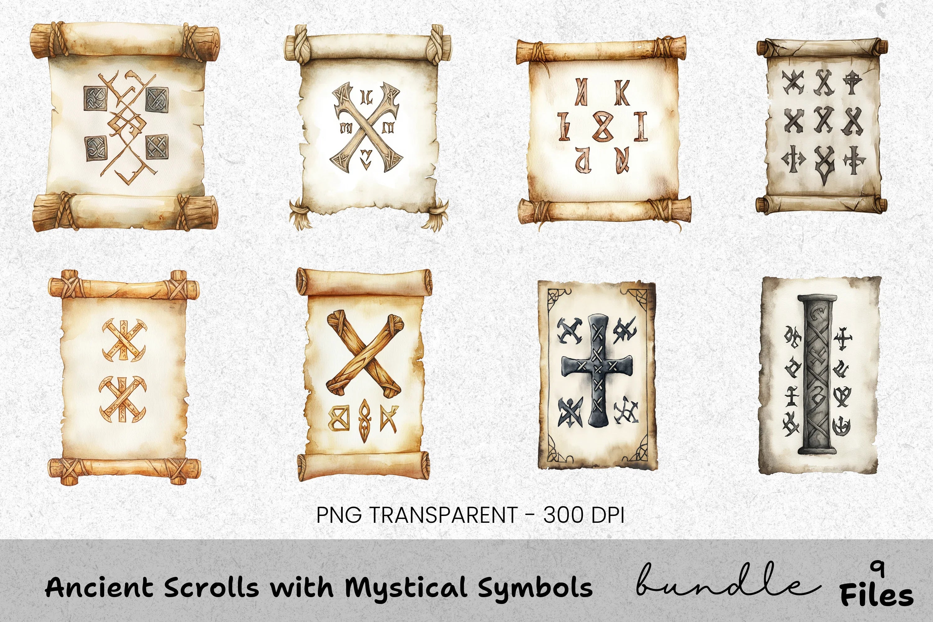 Ancient Mystical Symbols Clipart Bundle