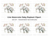 Cute Elephant with Flowers Clipart Bundle