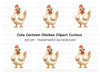Cute White Chicken Illustration Clipart Bundle