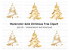 Sparkling Gold Christmas Tree Clipart Bundle