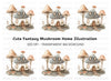 Mushroom House Village Clipart Bundle