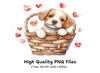 Valentine Puppies in Baskets Clipart Bundle