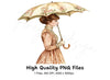 Victorian Lady with Floral Umbrella Clipart Bundle
