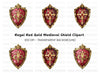 Red Gold Decorative Shield Clipart Bundle