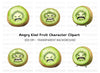 Furious Kiwi Fruit Character Clipart Bundle
