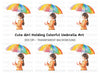 Girl with Rainbow Umbrella Clipart Bundle