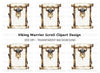 Viking Helmet and Beard Scroll Clipart Bundle