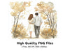 Couple Walking in Autumn Forest Clipart Bundle