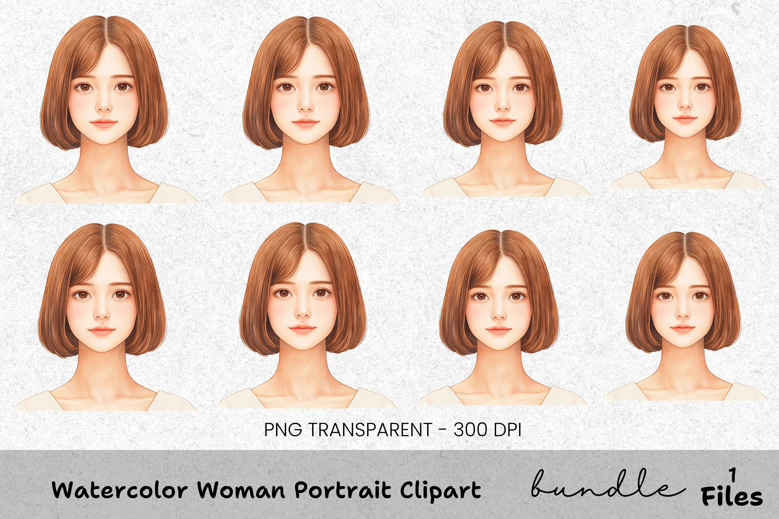 Woman Portrait Clipart Bundle