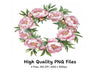 Pink Peony Wreath Clipart Bundle