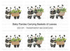 Panda with Baskets of Leaves Clipart Bundle