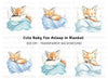 Sleeping Fox Baby Animals Clipart Bundle