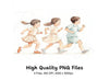 Kids Running Clipart Bundle