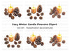 Christmas Candles and Pinecones Clipart Bundle
