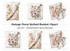 Elegant Floral Quilted Blanket Clipart Bundle
