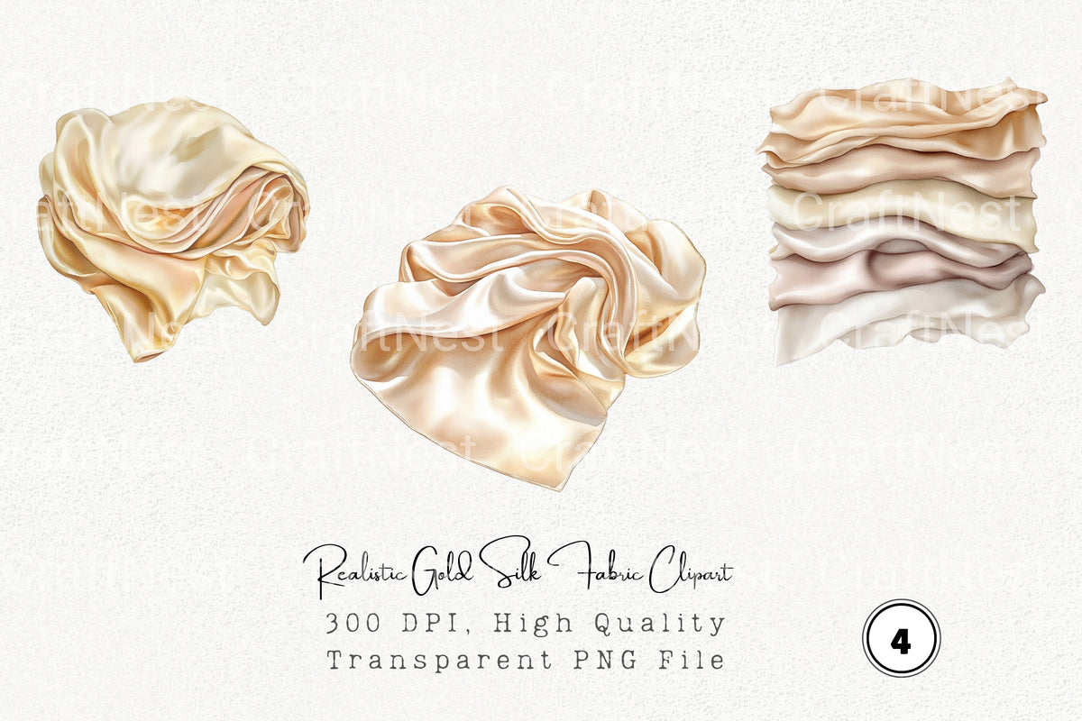 Realistic Gold Silk Fabric Clipart Planner