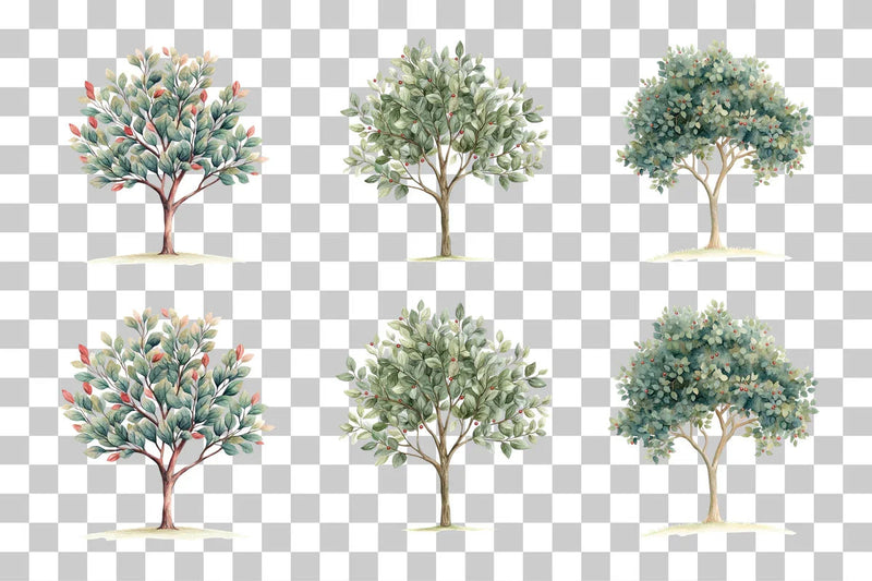 Folk Art Decorative Tree Clipart Bundle - CraftNest - Digital Crafting and Art