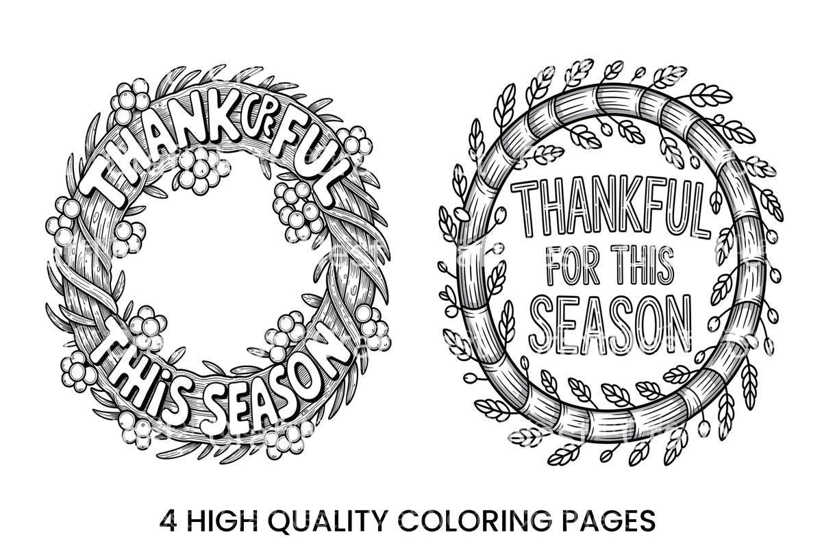Thankful Season Wreath Coloring Books