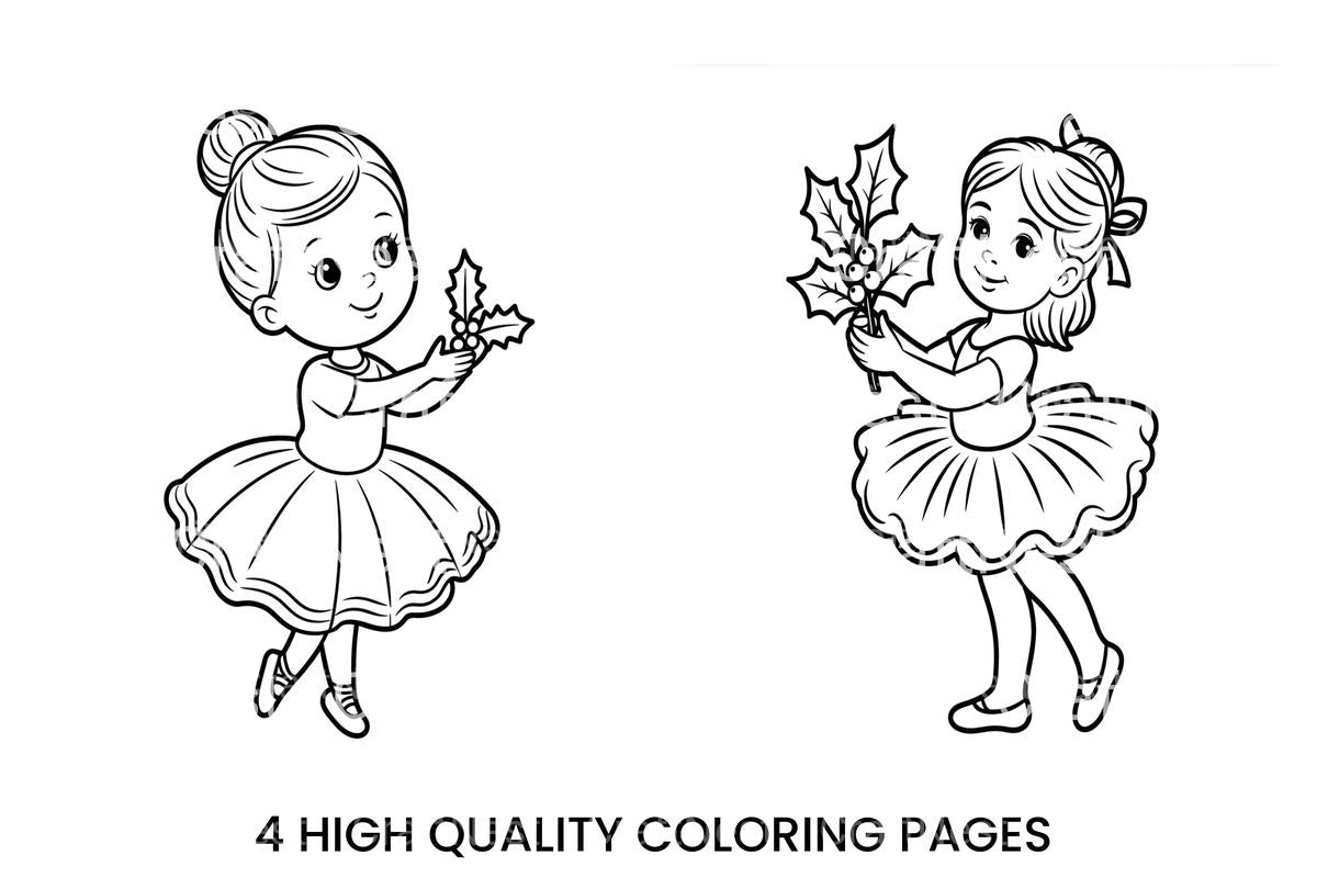 Cute Ballerina Christmas Coloring Books