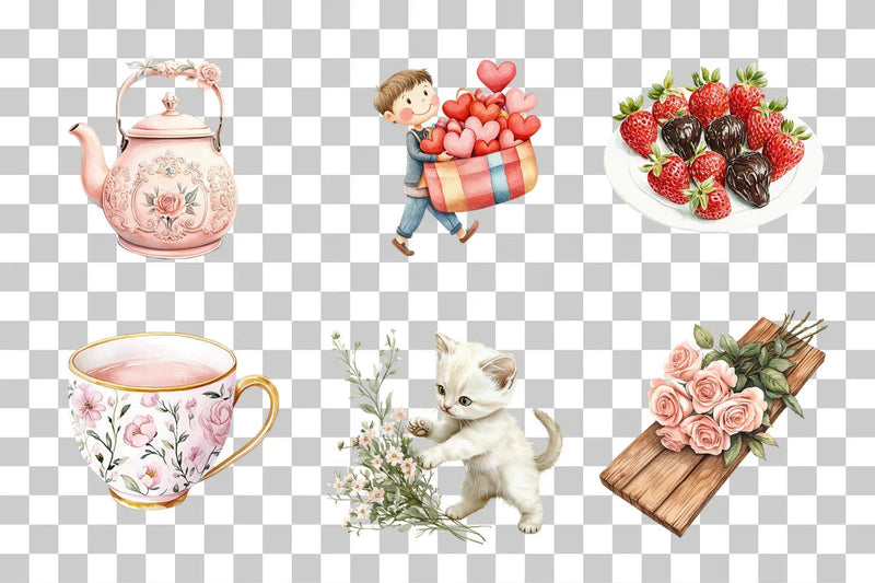 Elegant Pink Floral Teapot Clipart Bundle - CraftNest - Digital Crafting and Art
