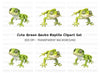 Cute Green Gecko Clipart Bundle