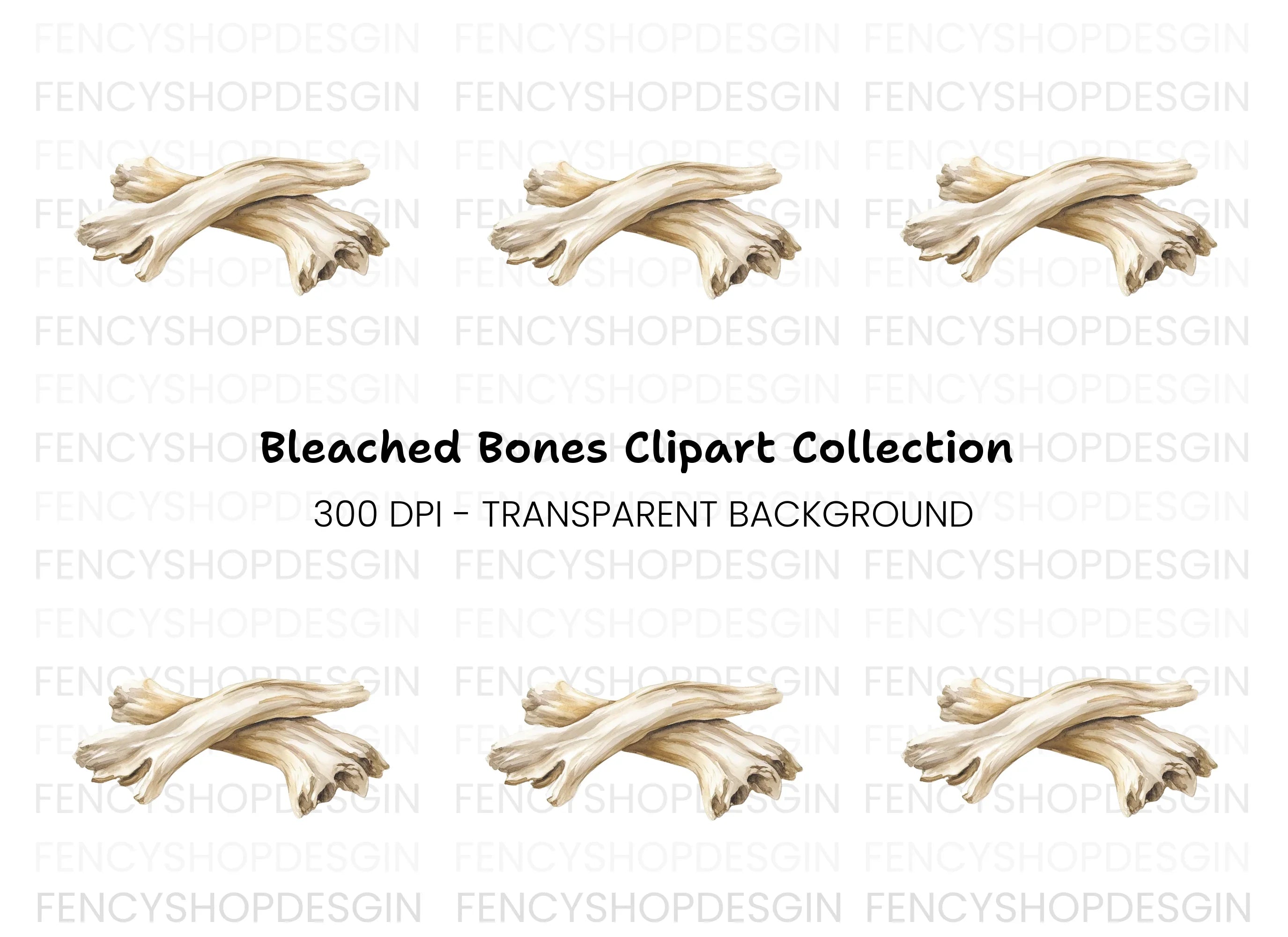 White Washed Driftwood Clipart Bundle