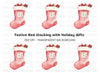 Red Christmas Stocking with Presents Clipart Bundle