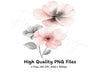 Soft Pink and Grey Flowers Clipart Bundle