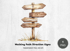Walking Path Direction Signs Clipart Bundle - CraftNest - Digital Crafting and Art
