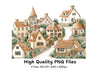 Hillside Village Illustrations Clipart Bundle