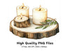 Rustic Candle Wood Slice Clipart Bundle