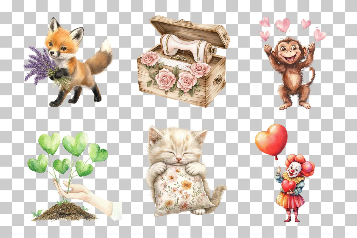 Charming Fox with Lavender Clipart Bundle - CraftNest - Digital Crafting and Art