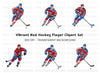 Red Hockey Team Action Clipart Bundle