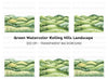 Green Rolling Hills Landscape Clipart Bundle