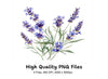 Blue Lavender Floral Clipart Bundle