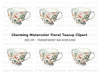 Elegant Floral Teacup Clipart Bundle