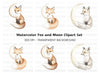 Cute Fox and Moon Clipart Bundle