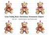 Cute Christmas Teddy Bear Ornament Clipart Bundle