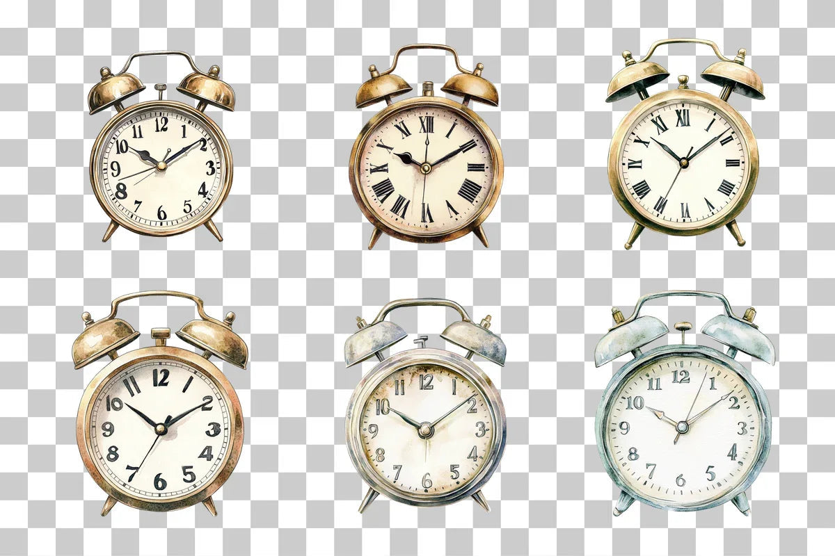 Vintage Alarm Clock Clipart Bundle - CraftNest - Digital Crafting and Art