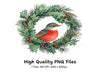 Festive Holly Wreath with Robin Clipart Bundle