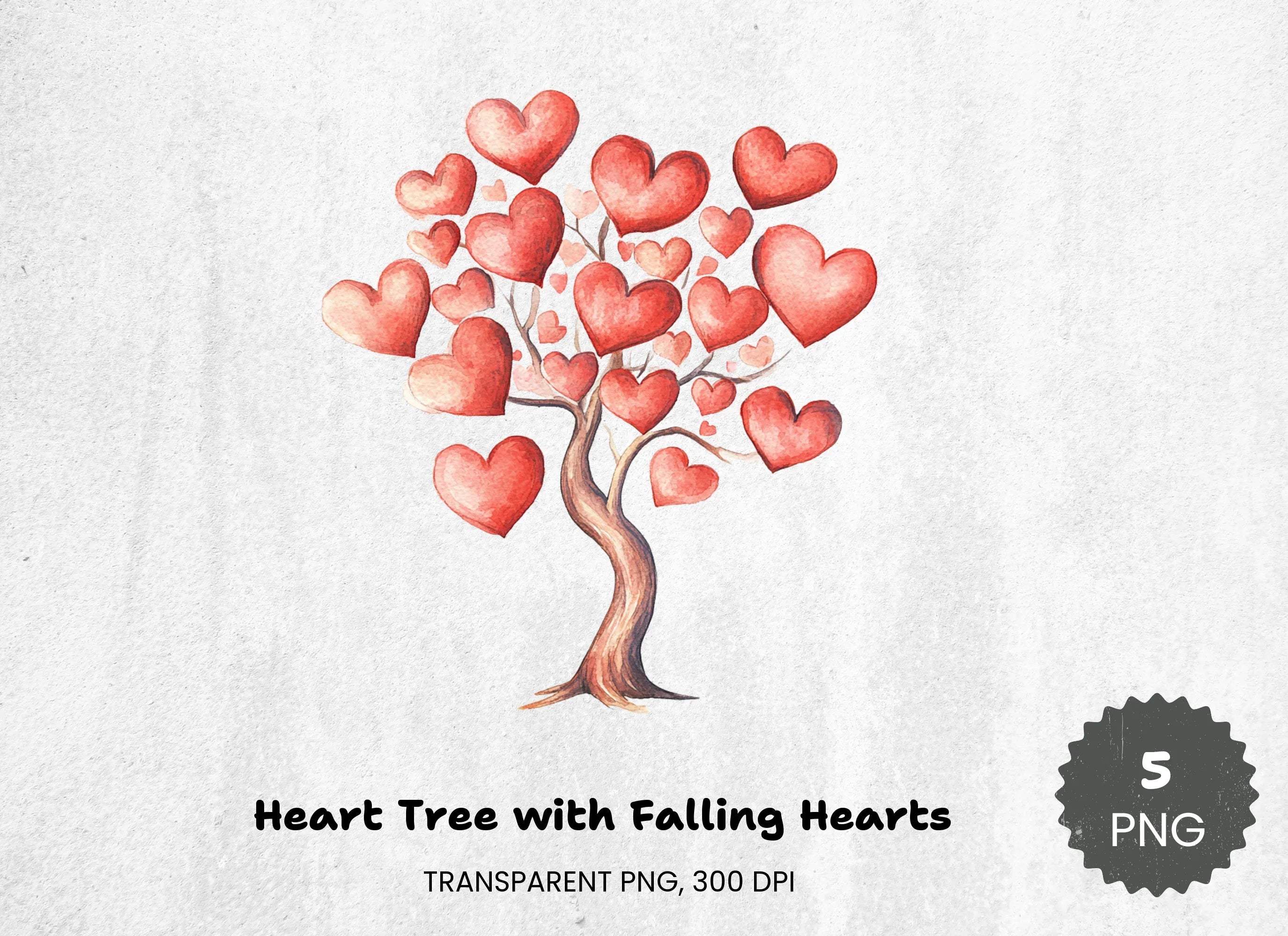 Heart Tree Clipart Bundle with Falling Leaves - CraftNest - Digital Crafting and Art